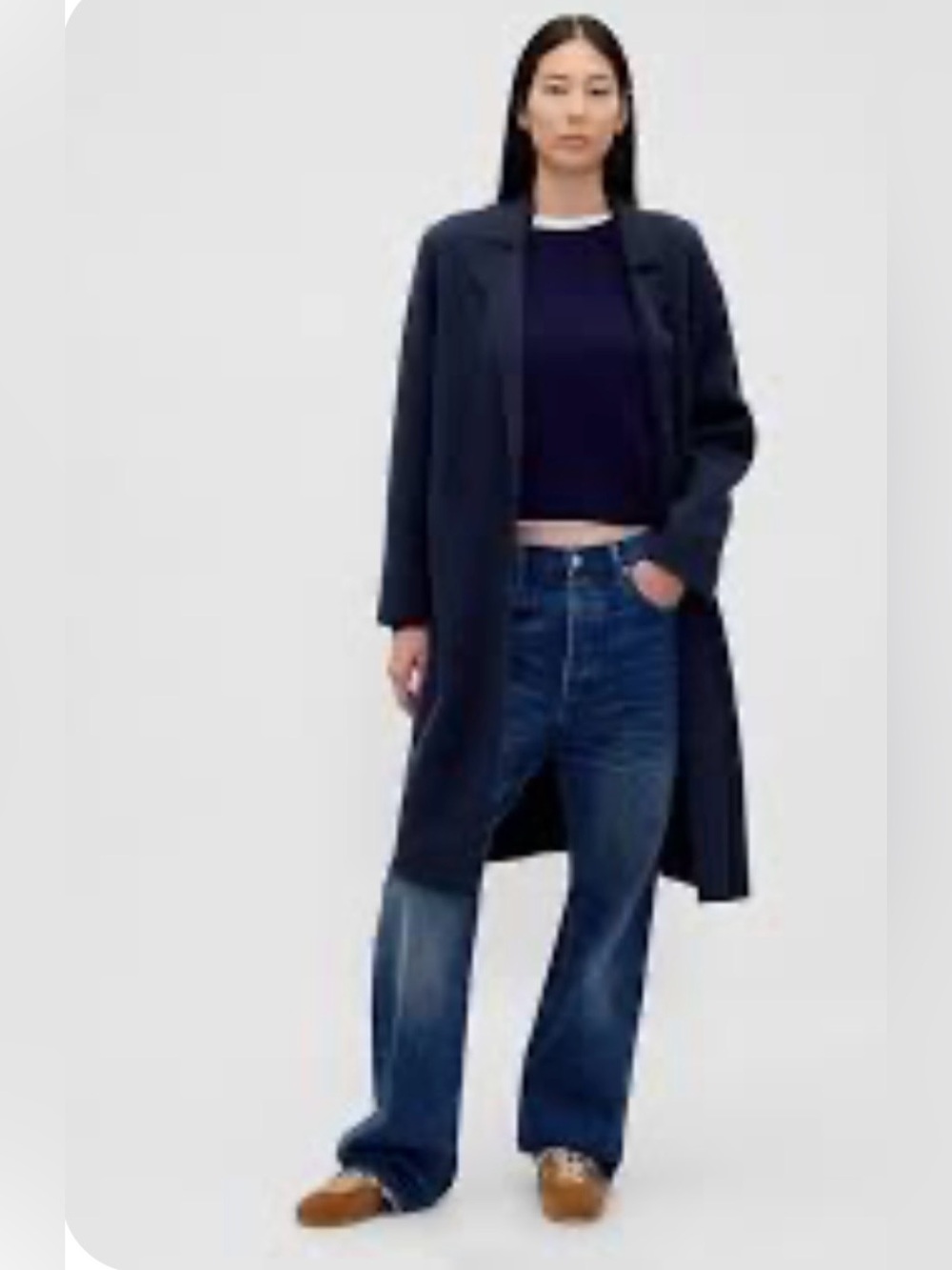 NWT-GAP Navy Cotton Blend Cardigan Coat, Small Petite